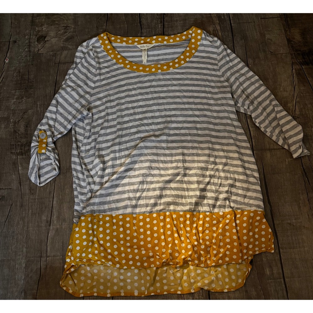 Matilda Jane Once Upon a Time Oracle Tunic Top Size M Yellow Polkadots